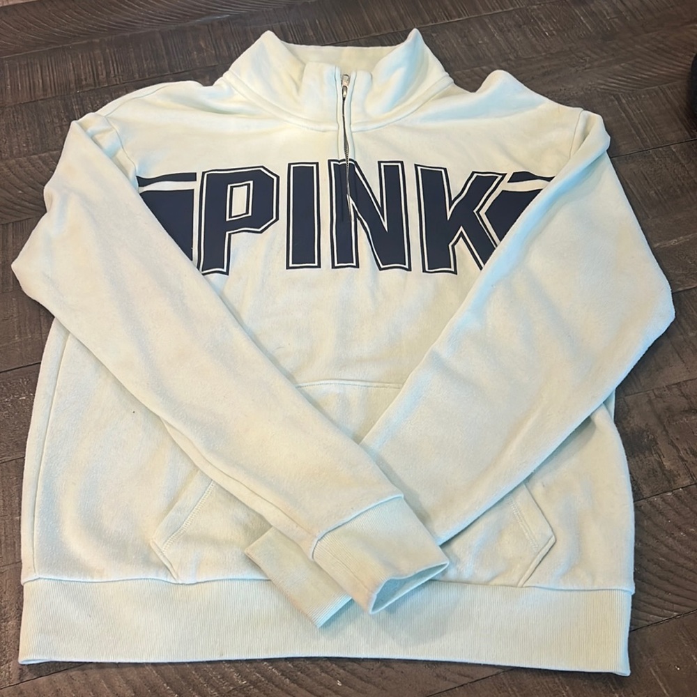 Vintage PINK quarter zip pullover.. Size XS